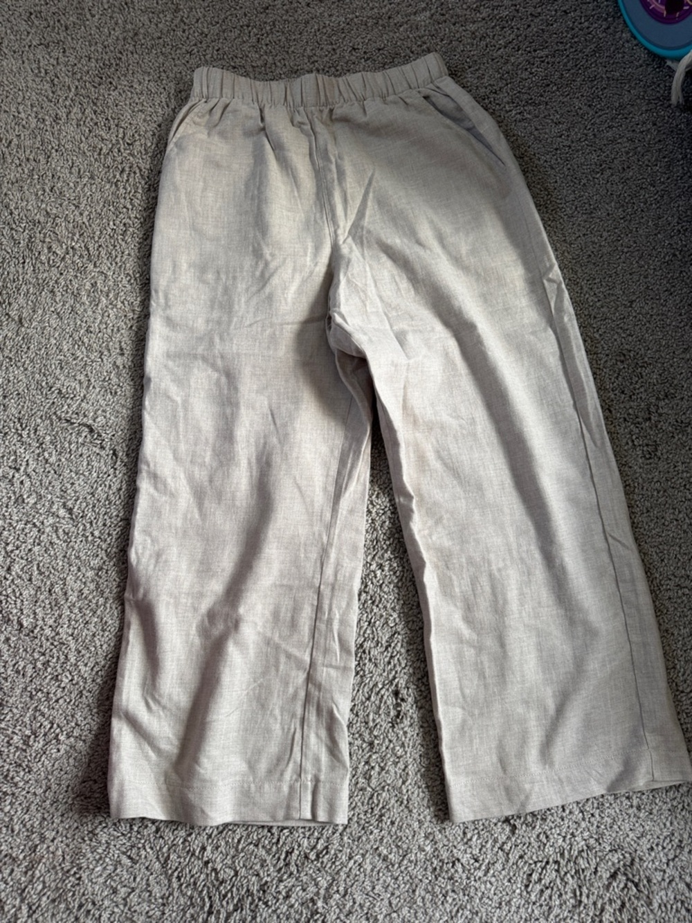 Uniqlo Women Lightweight 100% Cotton Blend Pants - Light Beige